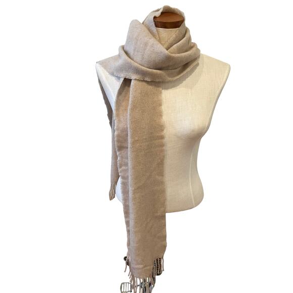 Cashmere Long Fringed Scarf Oatmeal - Picture 5 of 7
